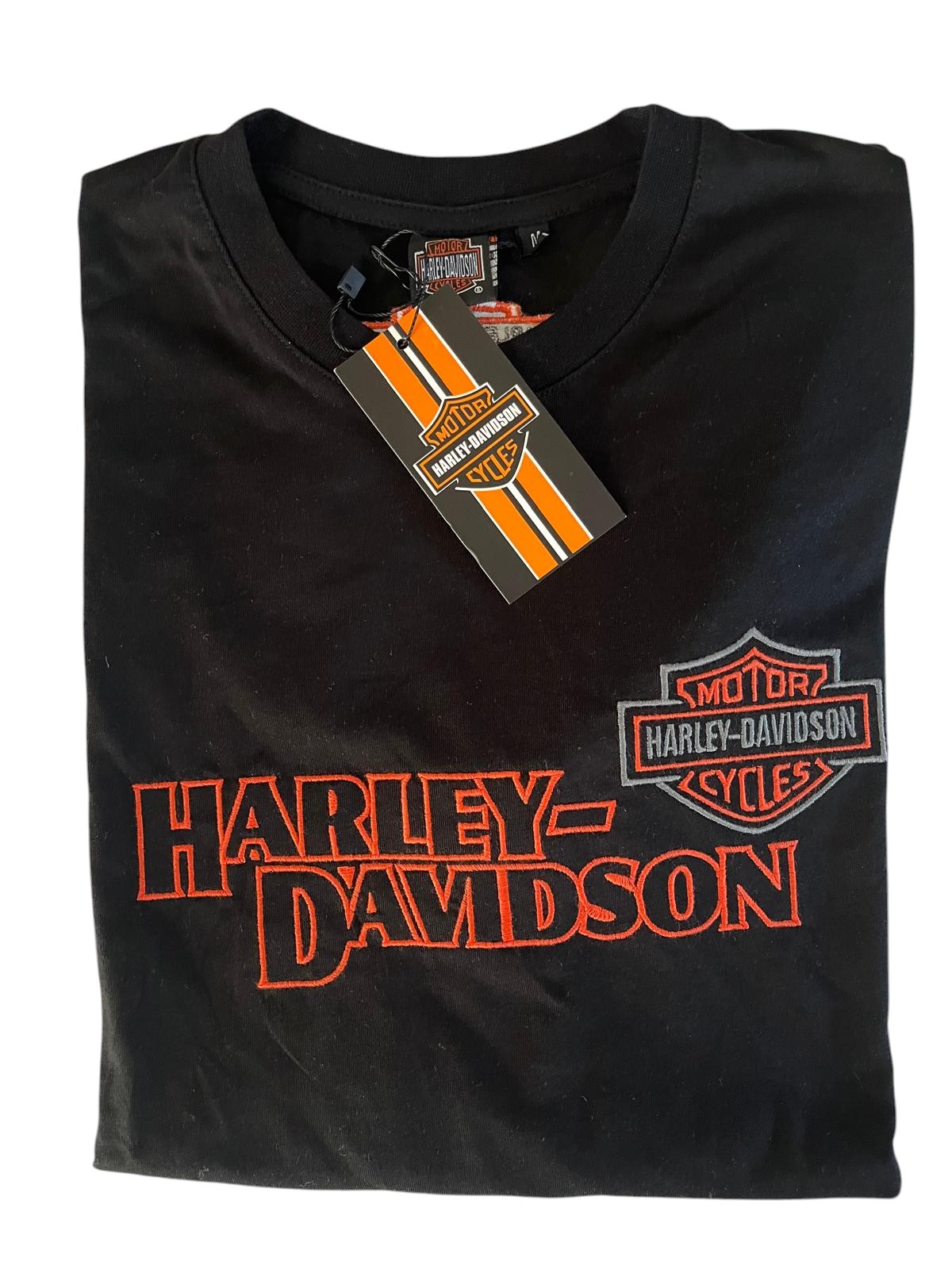 Motorcycle Racing T-Shirt Schwarz – Motorcycle Style – Front- & Rückenstickerei - Größe M