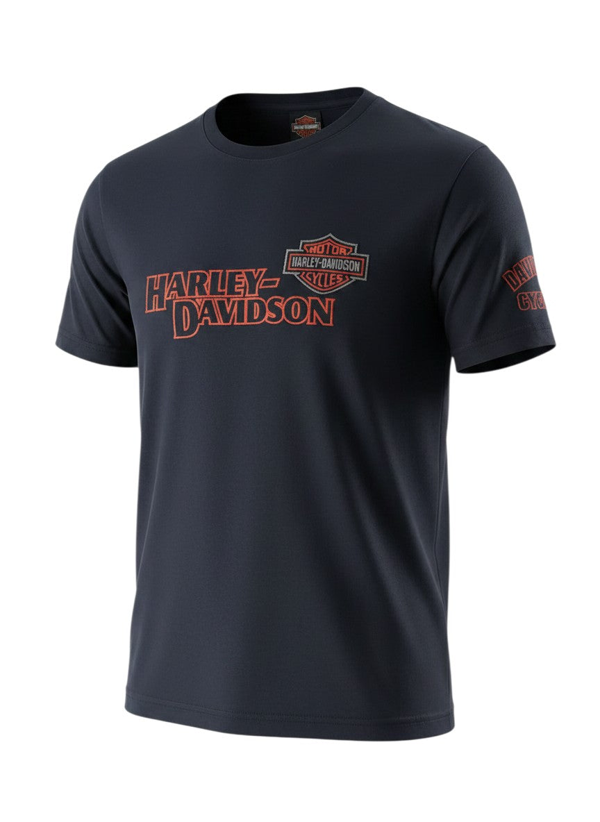 Motorcycle Racing T-Shirt Blau – Motorcycle Style – Front- & Rückenstickerei