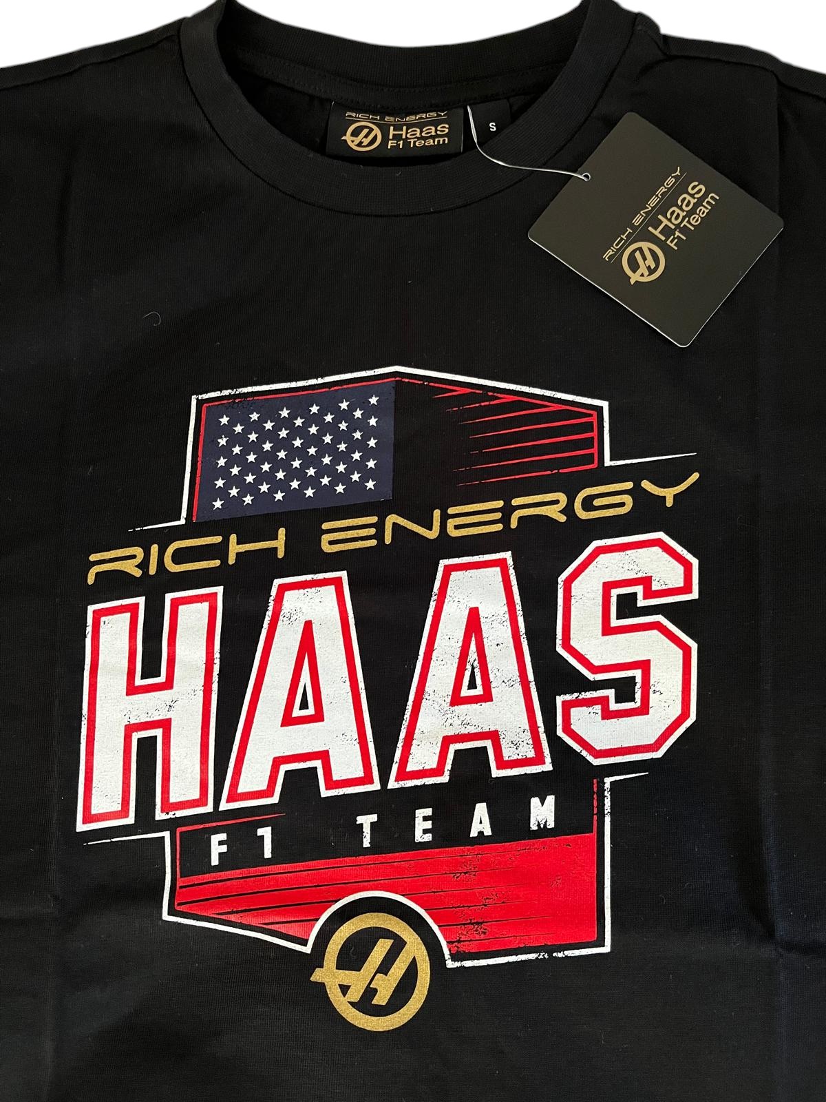 Original Haas F1 Team Rich Energy Logo T-Shirt Black – Official Formula One Merchandise- Size S
