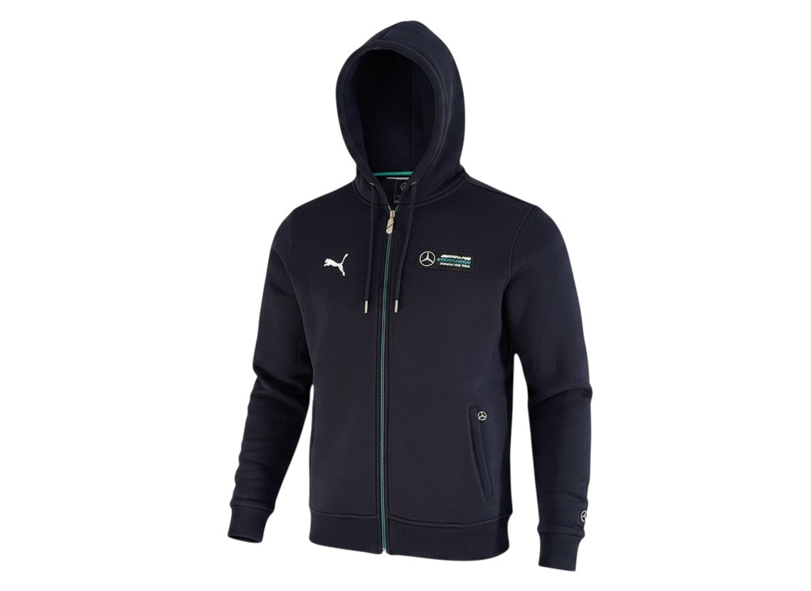 Original Mercedes-AMG Petronas Formula One Team Zip-Up Hooded Fleece Sweatshirt - Blue