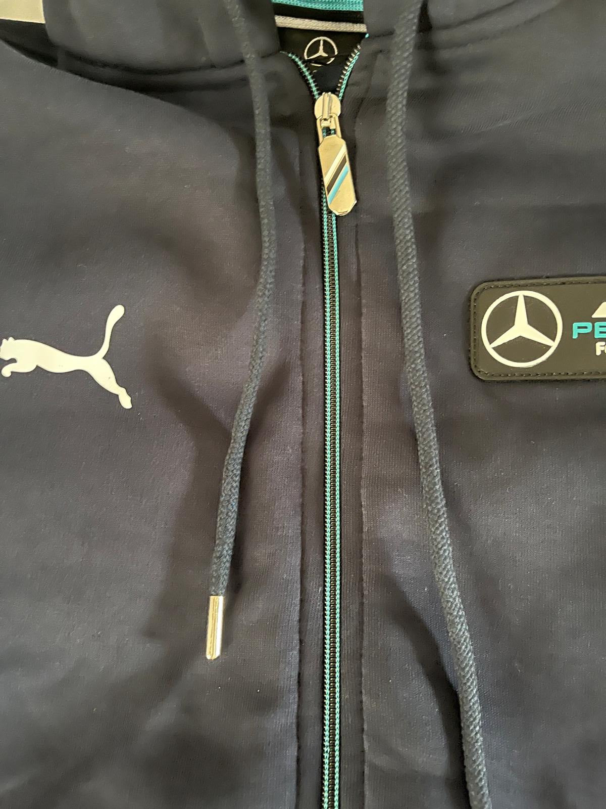 Original Mercedes-AMG Petronas Formula One Team Zip-Up Hooded Fleece Sweatshirt - Blue