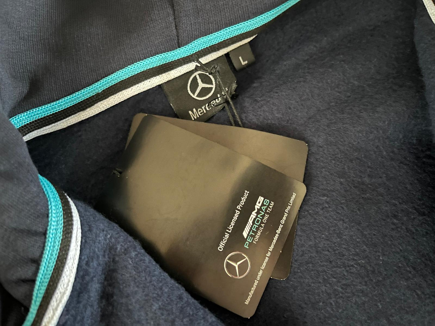 Original Mercedes-AMG Petronas Formula One Team Zip-Up Hooded Fleece Sweatshirt - Blue
