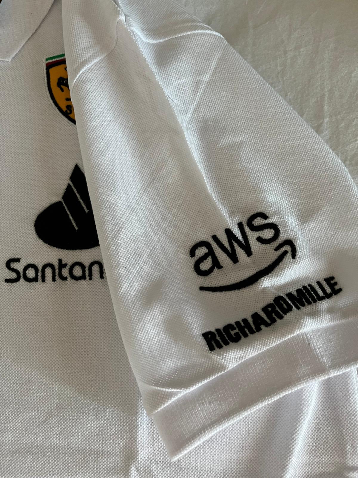 Ferrari Scuderia Formel 1 Poloshirt Weiß mit gestickten Logos