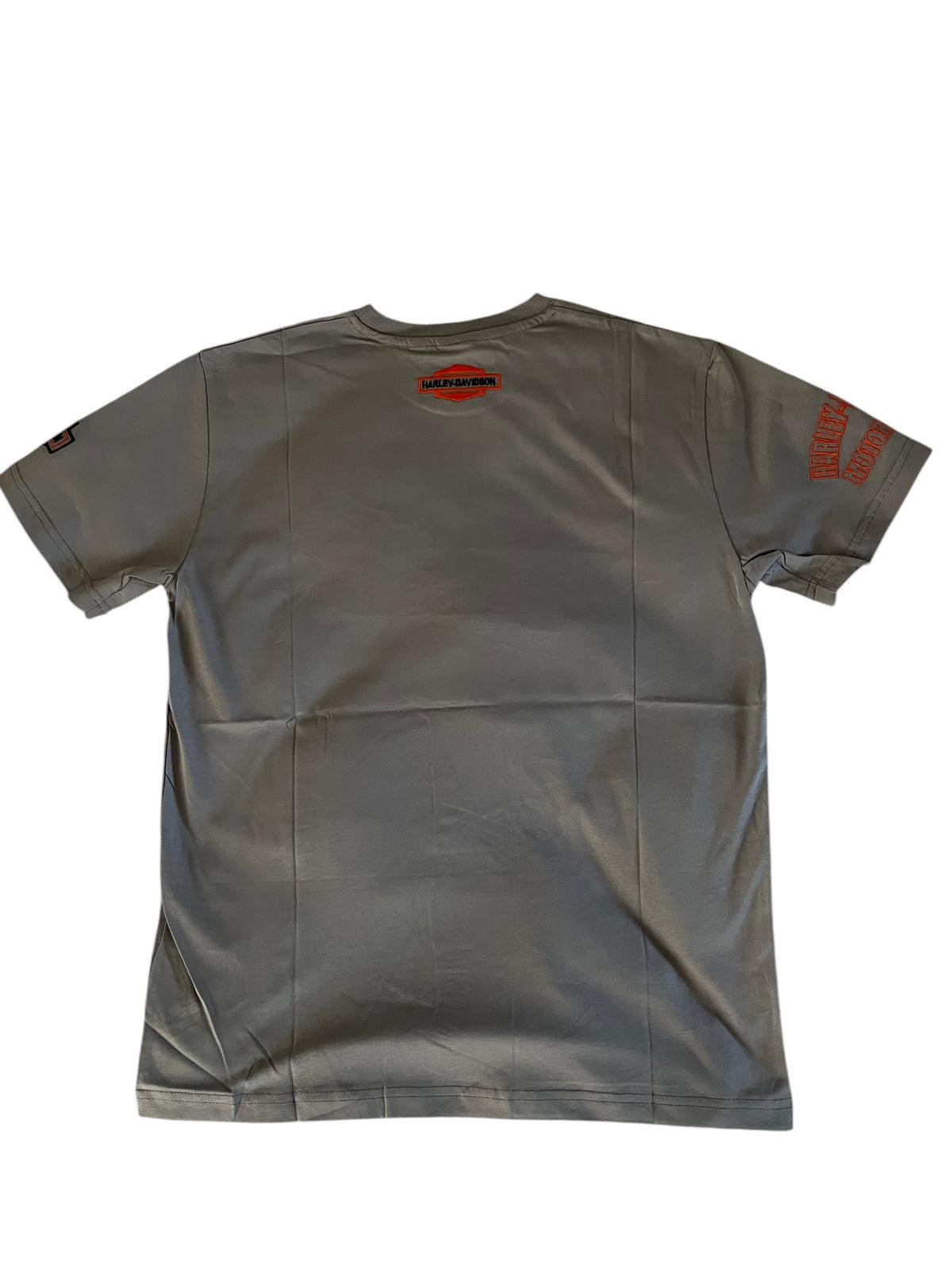 Motorcycle Racing T-Shirt Grau – Motorcycle Style – Front- & Rückenstickerei