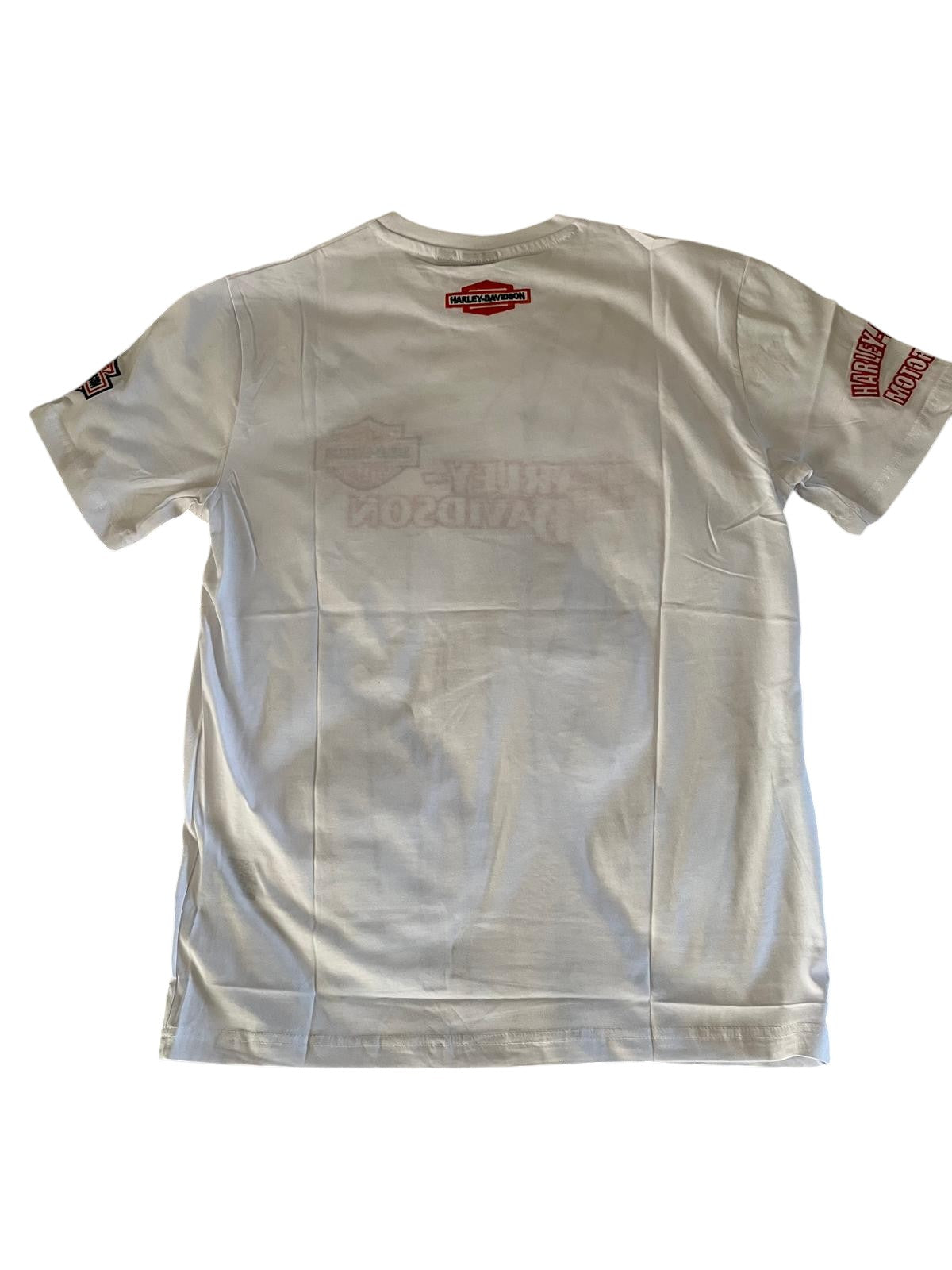 Motorcycle Racing T-Shirt Weiß – Classic Bike Style – Front- & Rückenstickerei