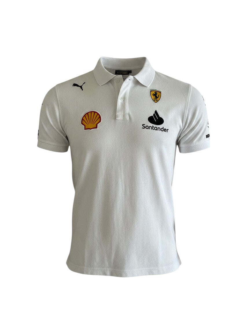 Ferrari Scuderia Formel 1 Poloshirt Weiß mit gestickten Logos