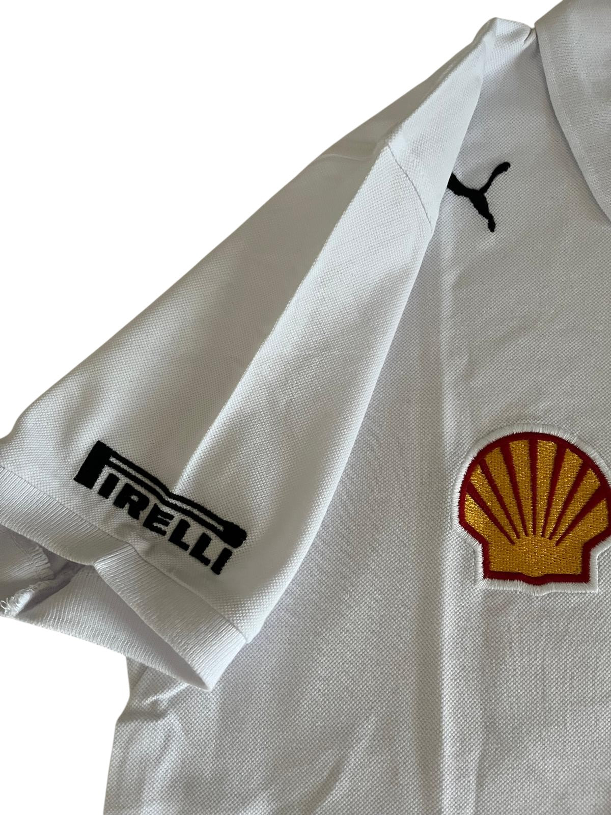 Ferrari Scuderia Formel 1 Poloshirt Weiß mit gestickten Logos