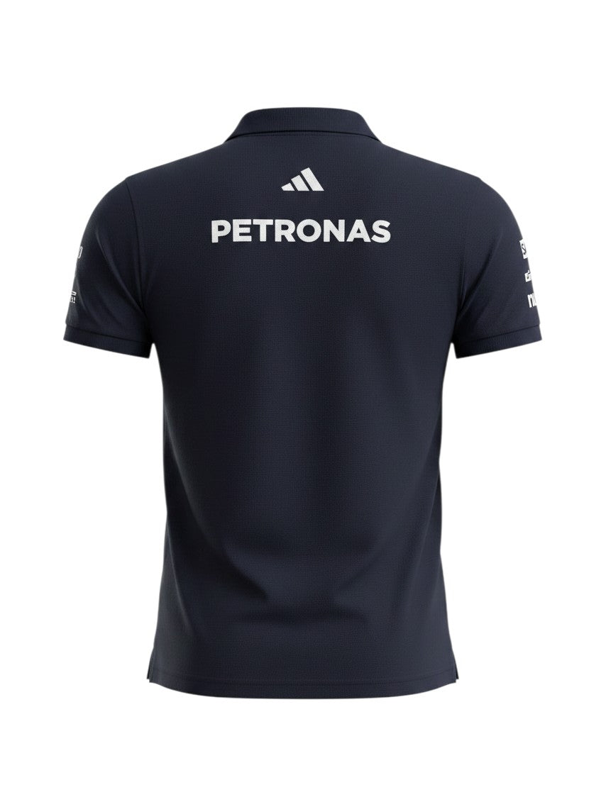 Mercedes AMG Petronas F1 Poloshirt in Schwarz mit gestickten Logos