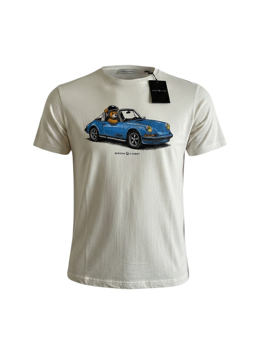 Porsche 911 Targa T-Shirt Benson & Cherry – 100% Baumwolle – Farbe Creme/Blau