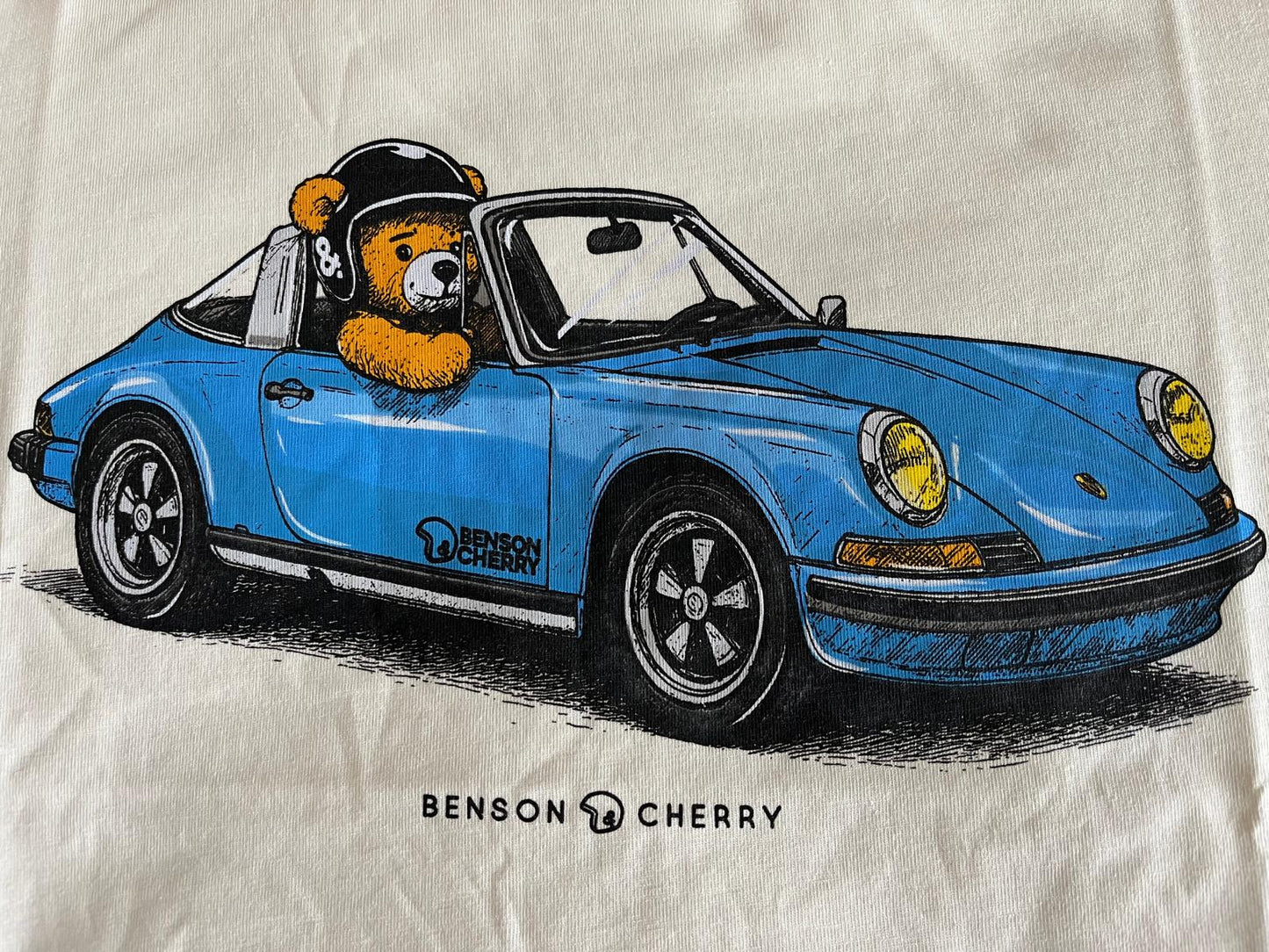 Porsche 911 Targa T-Shirt Benson & Cherry – 100% Baumwolle – Farbe Creme/Blau