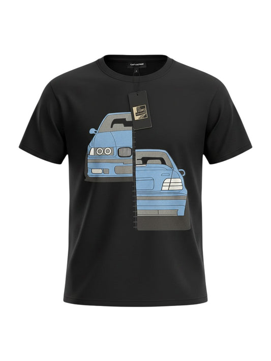 BMW E36 Vintage T-Shirt – Cars Culture – 100% Baumwolle - Schwarz