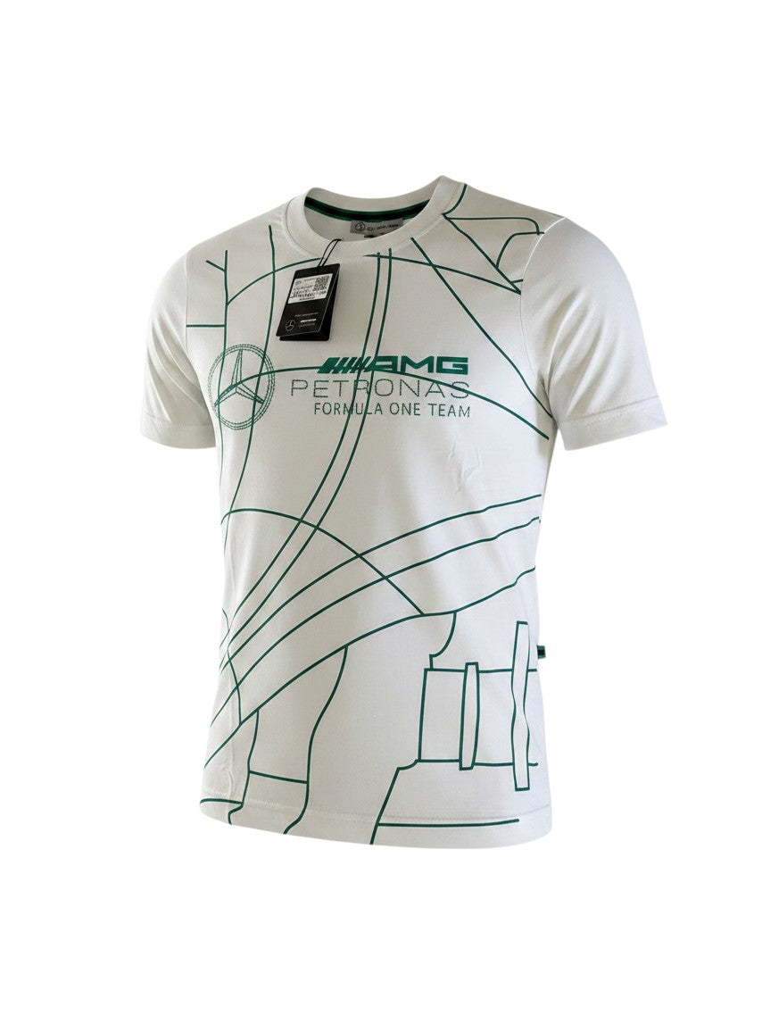 Mercedes AMG Petronas F1 T-Shirt Weiß Baumwolle mit Frontprint