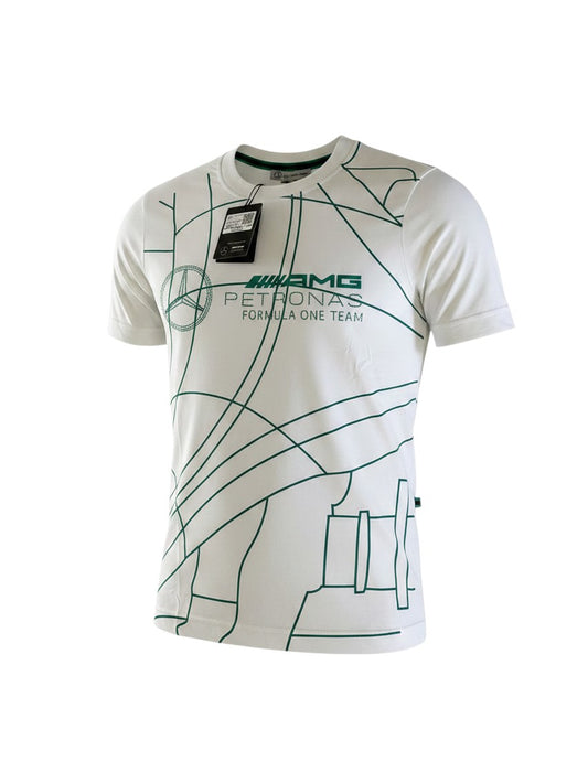 Mercedes AMG Petronas F1 T-Shirt Weiß Baumwolle mit Frontprint